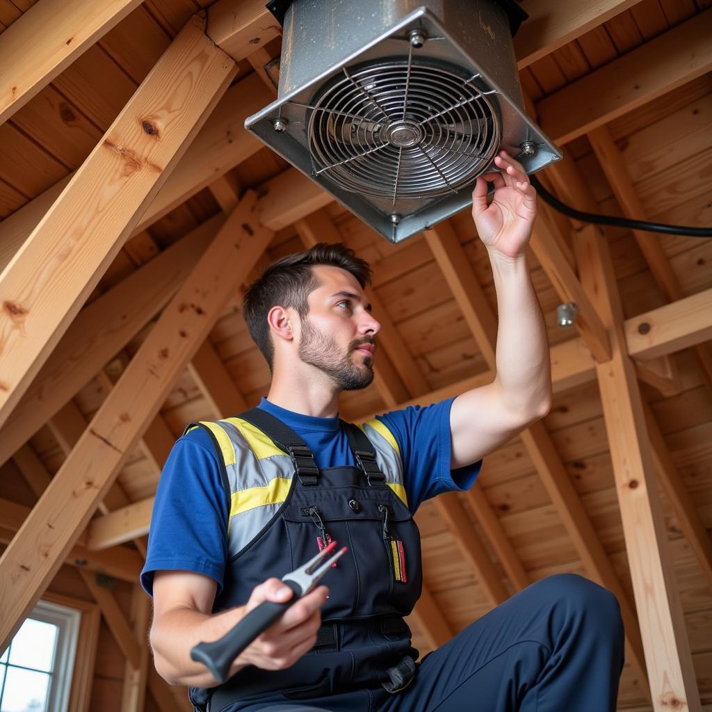 Boston Attic Fan Repair Technician at Work