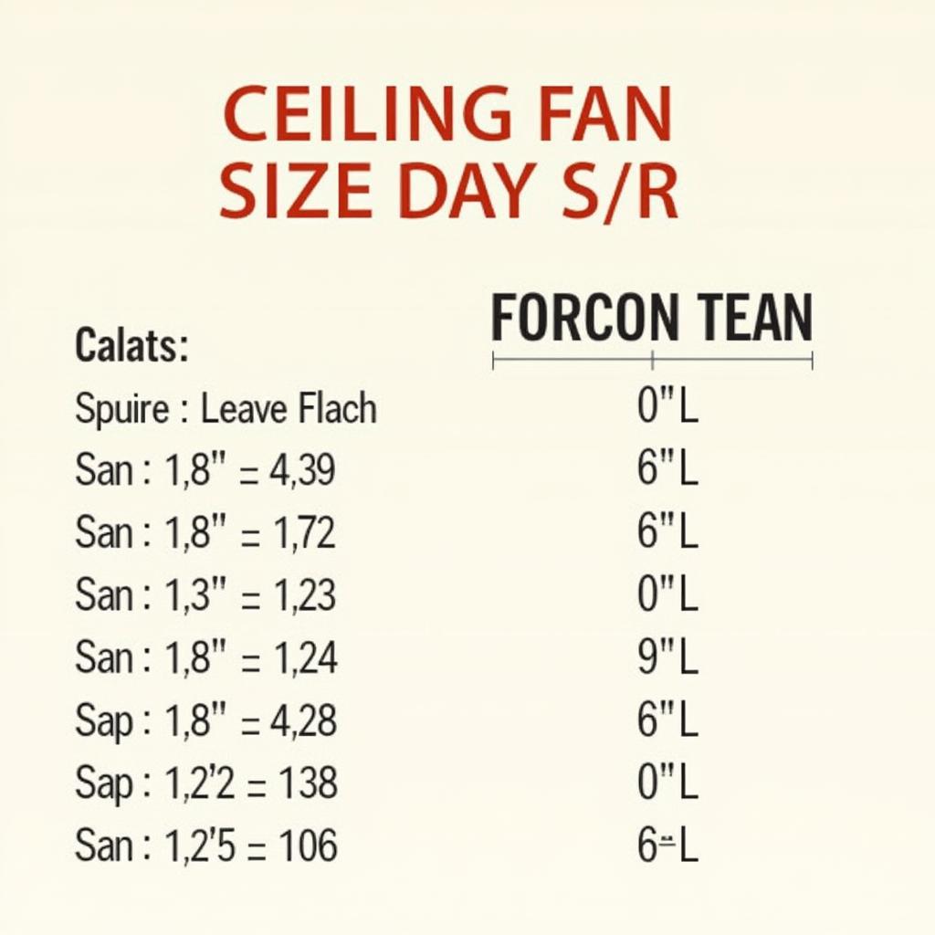 Ceiling Fan Size Chart Based on Room Size