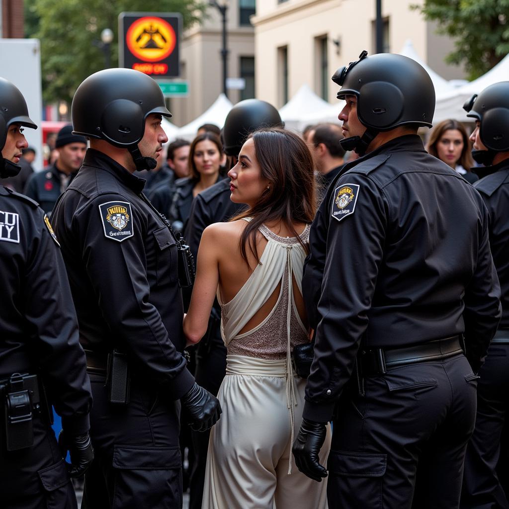 Celebrity Safety and Security Measures:  Image showing security personnel around a celebrity during a public event