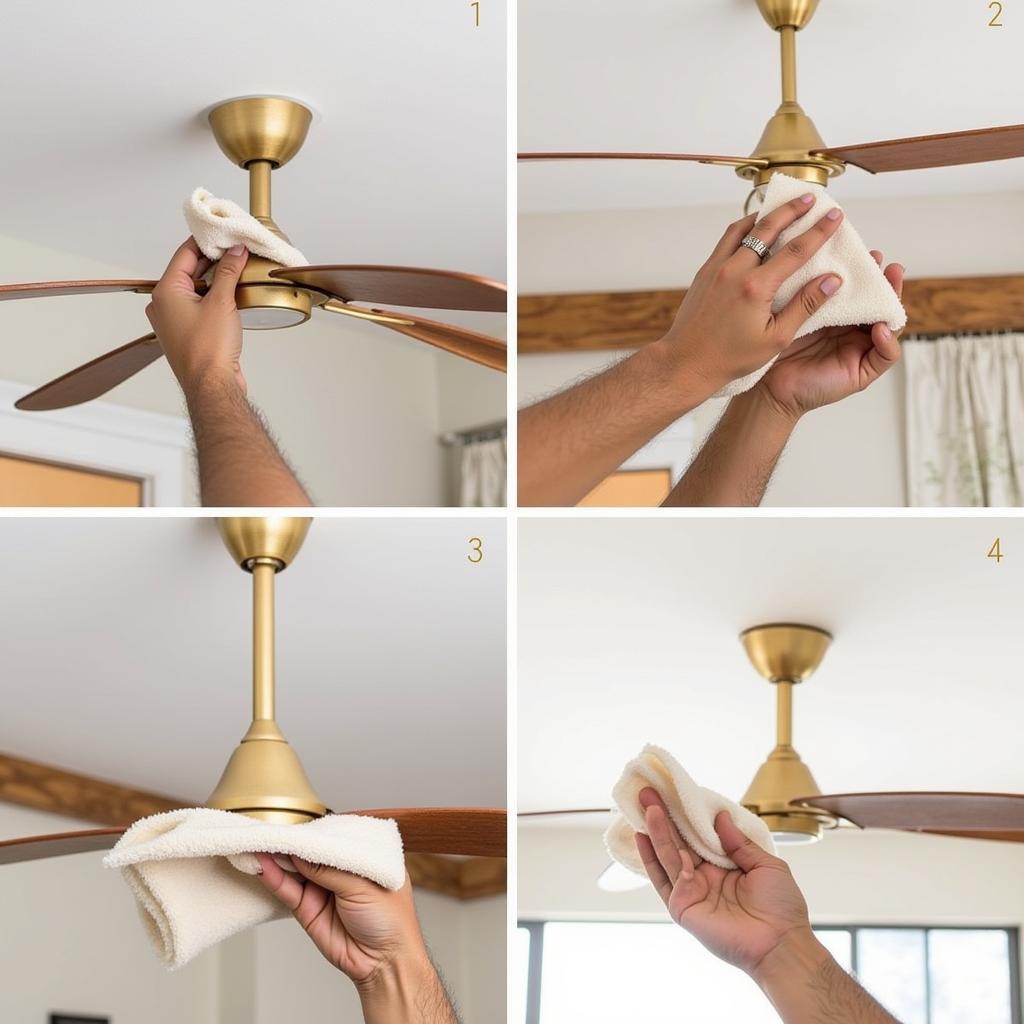 Cleaning an Indochine ceiling fan.