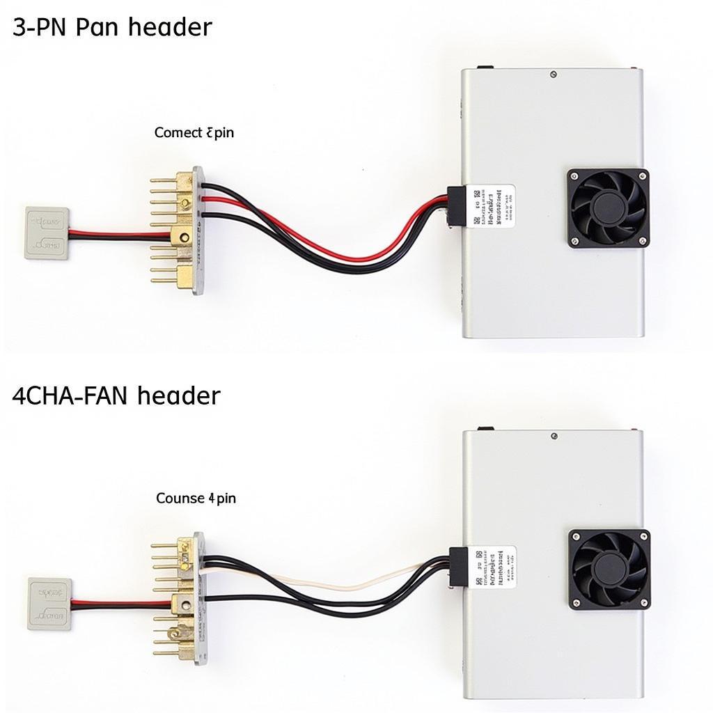 Connecting different fan types (3-pin and 4-pin) to CHA_FAN header.