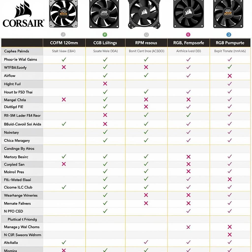 Corsair 120mm Fan Series Comparison Chart