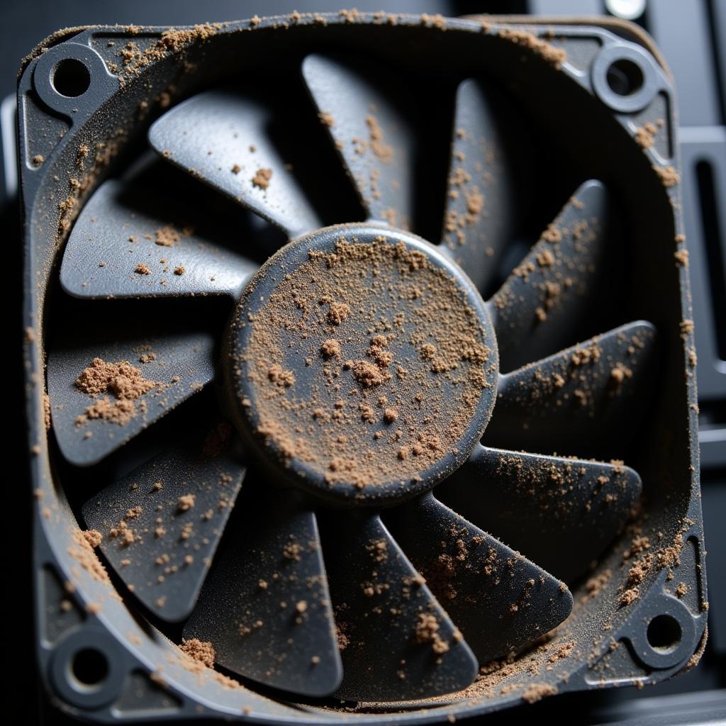 Dust accumulation on a CPU fan