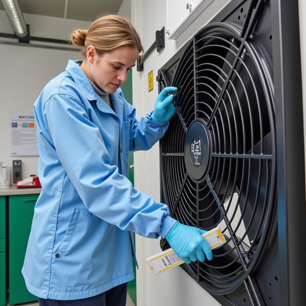 Technician Performing Maintenance on a CQ42 Clean Fan