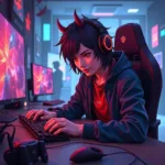 Cris Devil Gamer Fan Art Gaming Scene