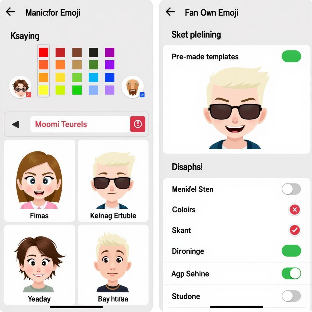 Designing custom fan emojis using a mobile app