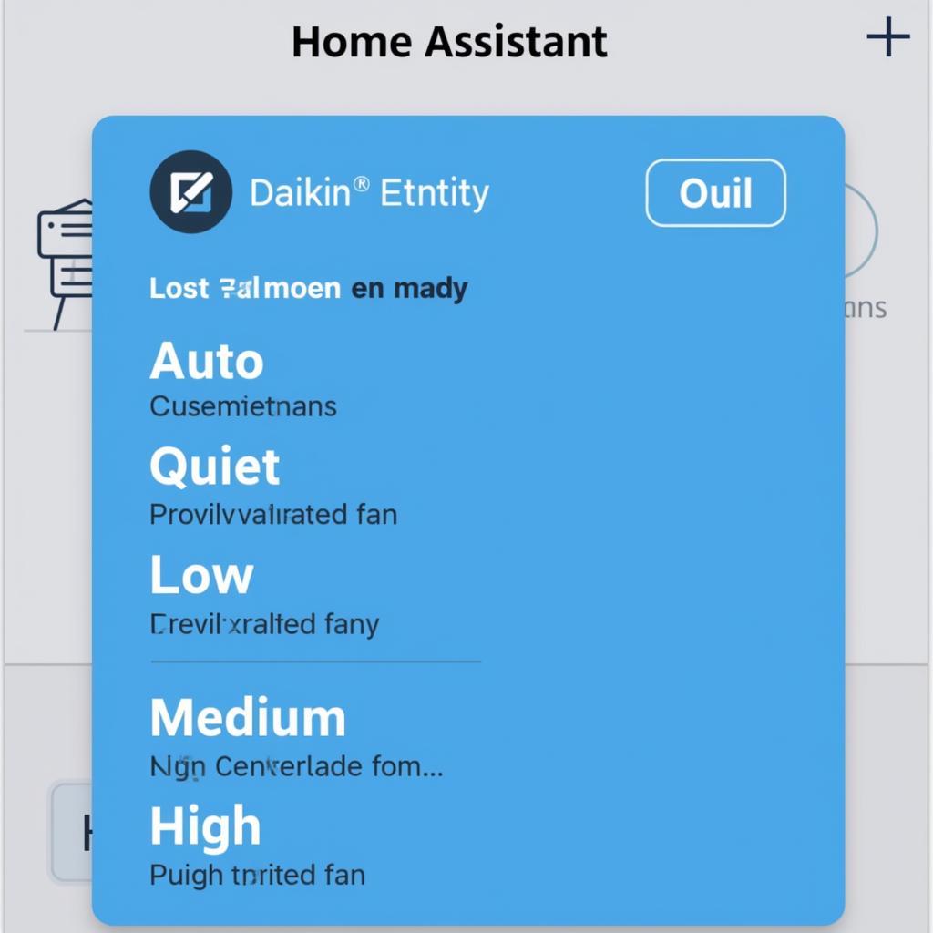 Daikin Home Assistant Fan Mode Integration Screen