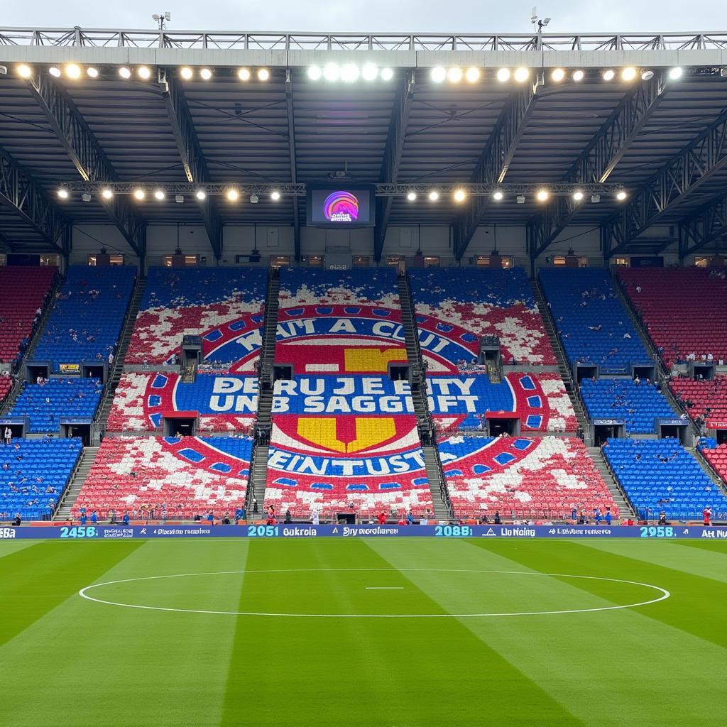 Dalian Hongda Ultras displaying a large tifo.