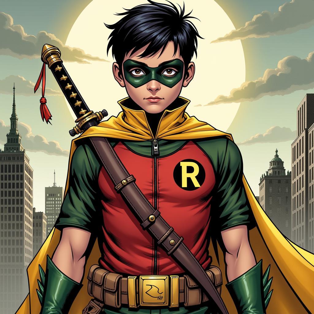 Damian Wayne Robin Fan Art: A depiction of the Demon Son as Robin