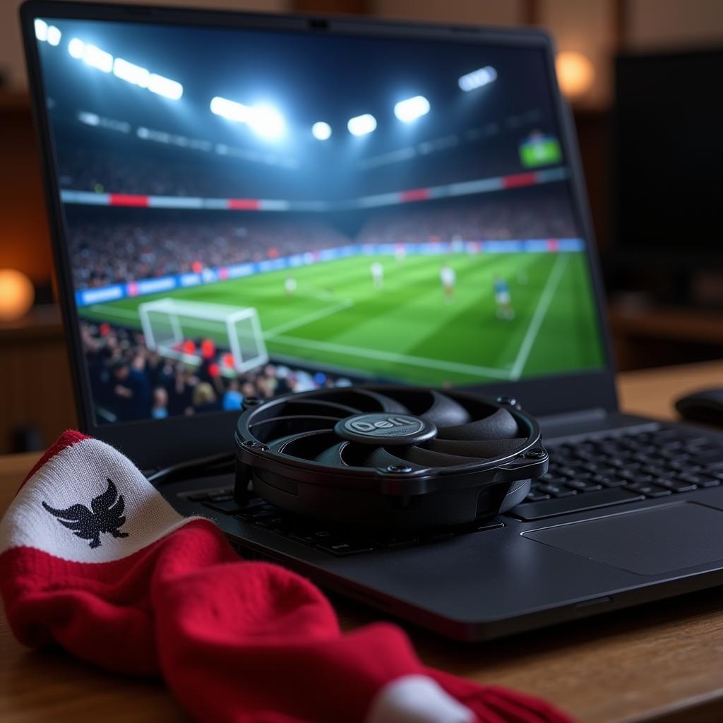 Dell 1A fan cooling a laptop during a football match