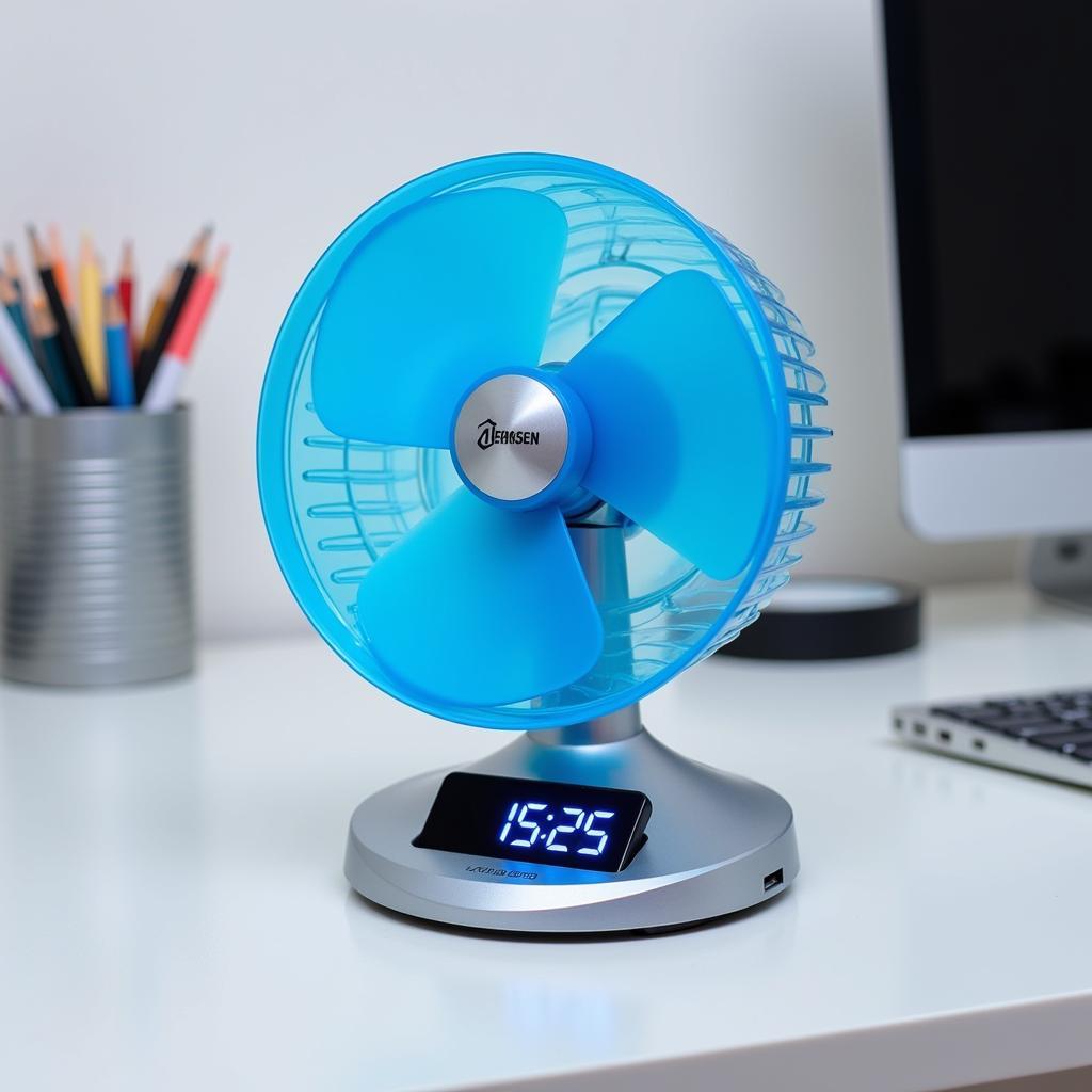 Desktop Clock Fan with LED Display