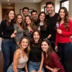 Friends Fan Group Celebrating a Reunion