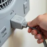 Checking the power cord of a malfunctioning electric fan