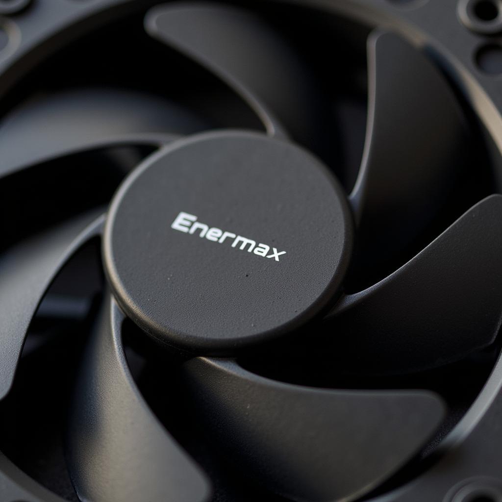 Close-up view of an Enermax fan showcasing its blade design and build quality.