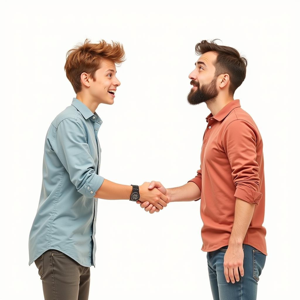 Someone expressing admiration through a handshake