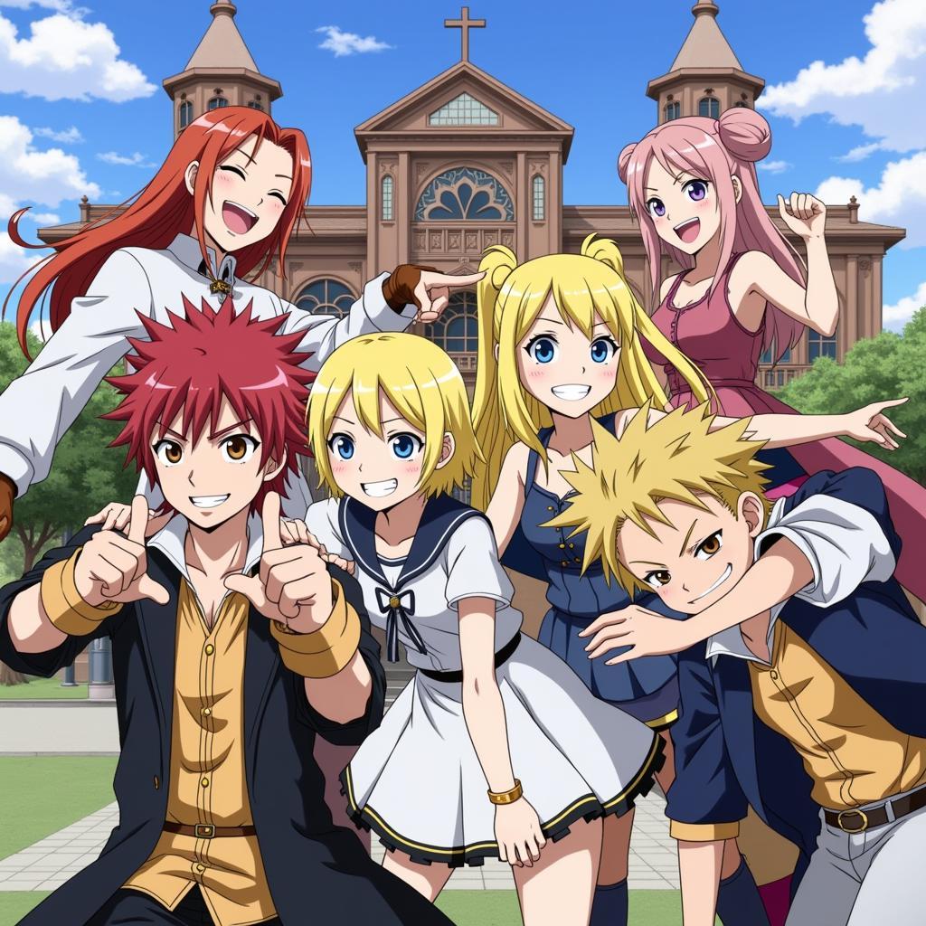 Fairy Tail Main Characters: Natsu, Lucy, Erza, Gray, and Happy