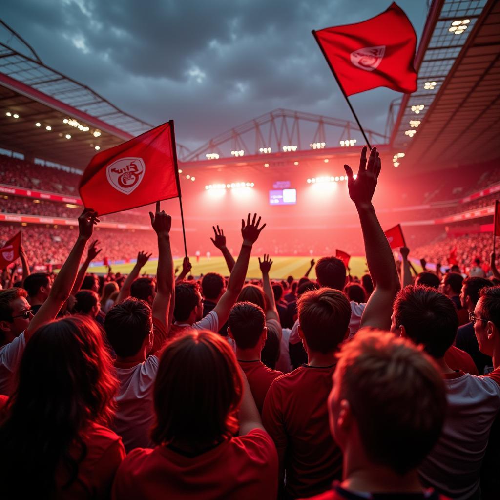 Arsenal fans celebrating a hard-fought victory