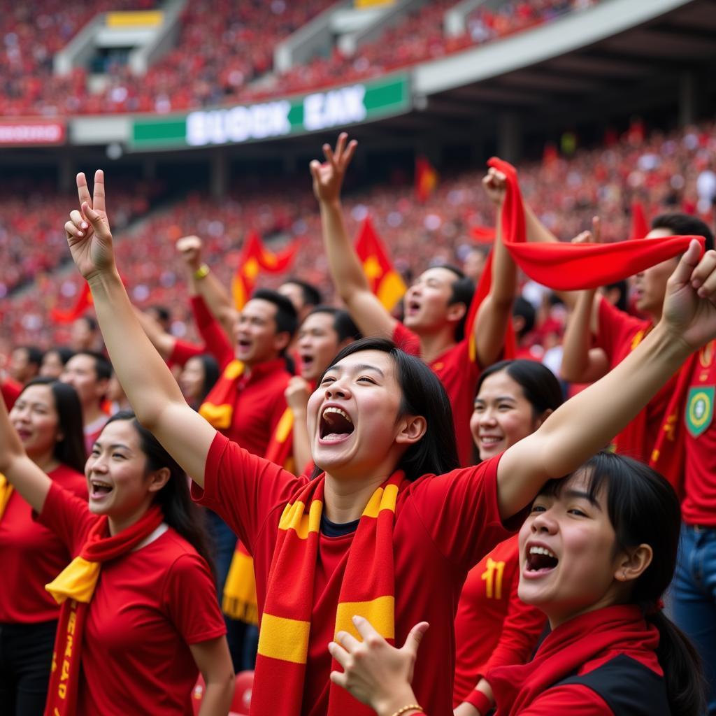 Vietnamese Football Fans with Fan Bray Khan Do