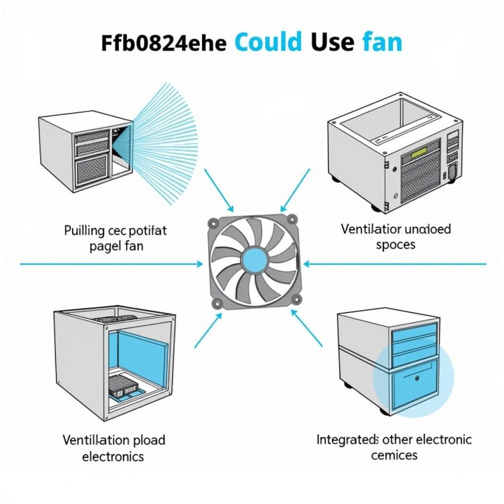 Various applications of the FFB0824EHE fan, including electronics cooling and industrial ventilation.