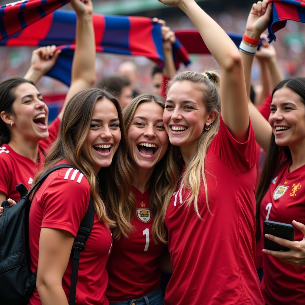 Fan Girls Celebrating a Football Victory