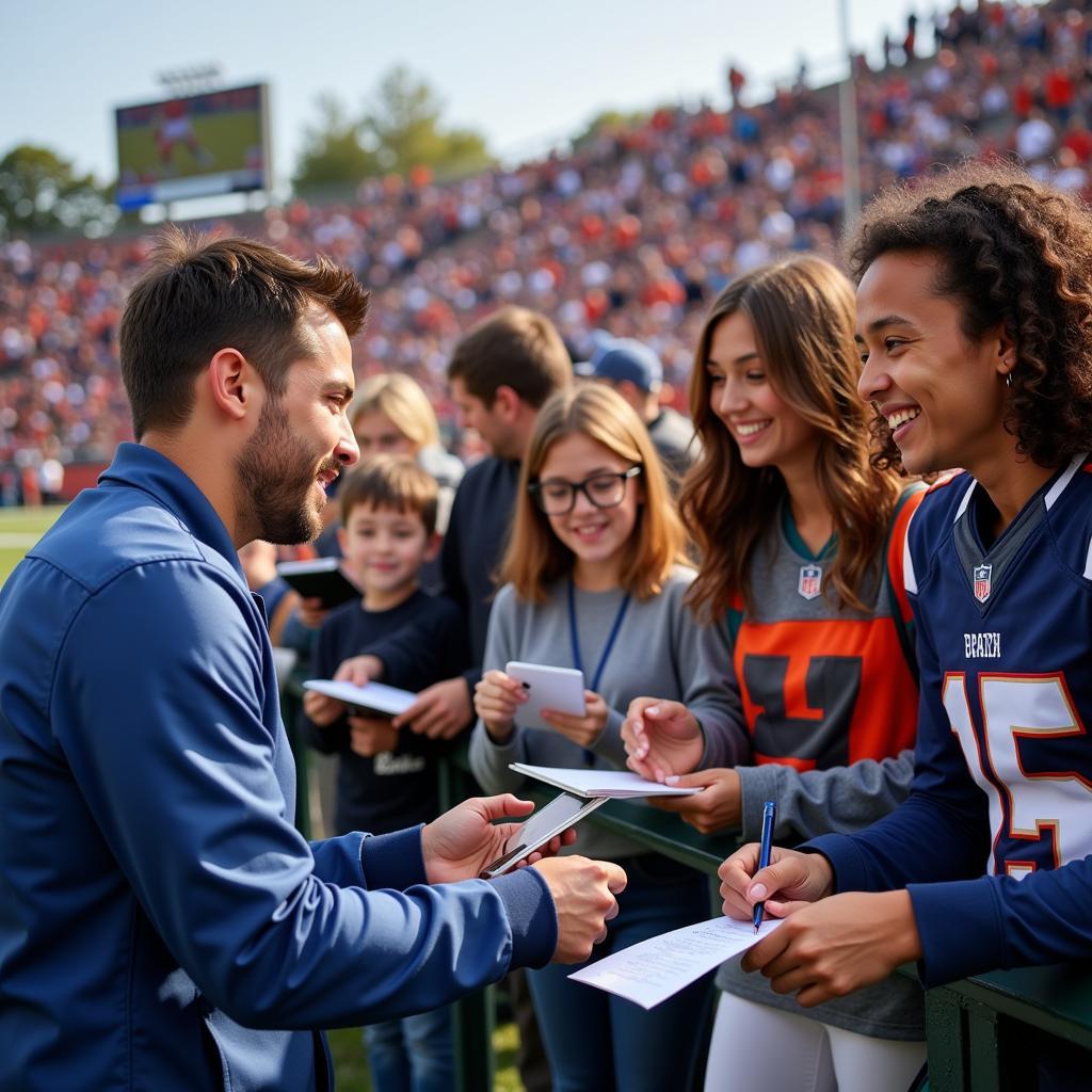 Fans meeting a football star