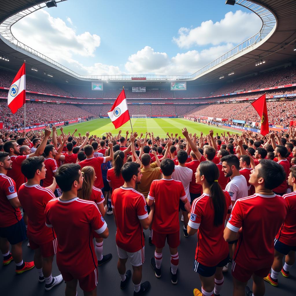 Fans Meeting in a Football Stadium