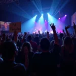 Fans singing at a concert