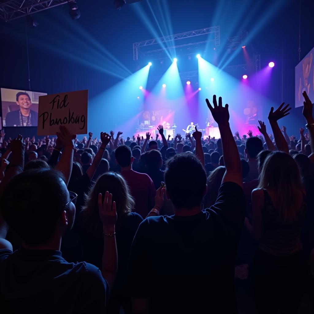 Fans singing at a concert