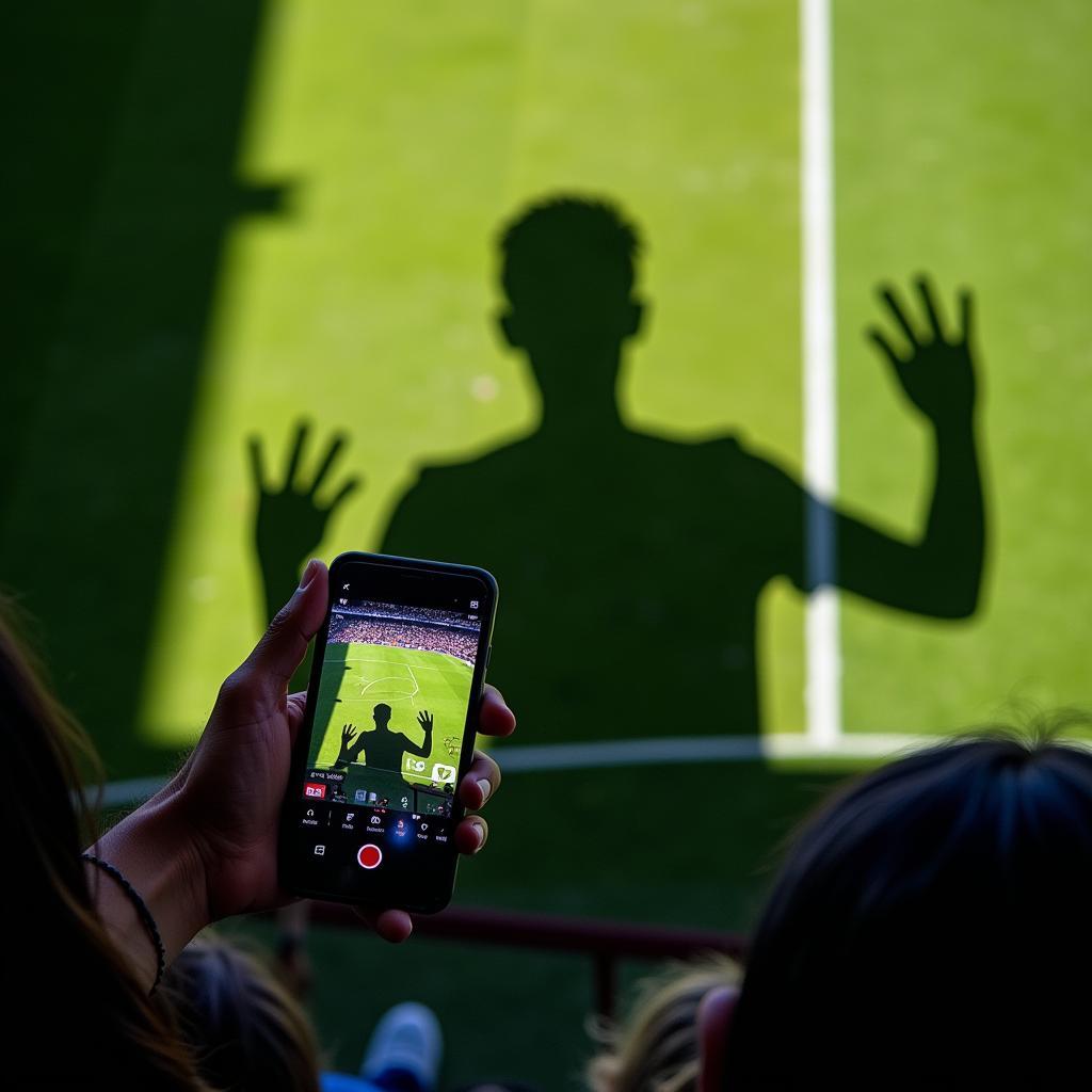 Fan Picture Reflecting Shadow in a Stadium