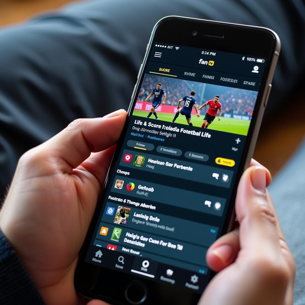 Fan TV App Interface on a Smartphone