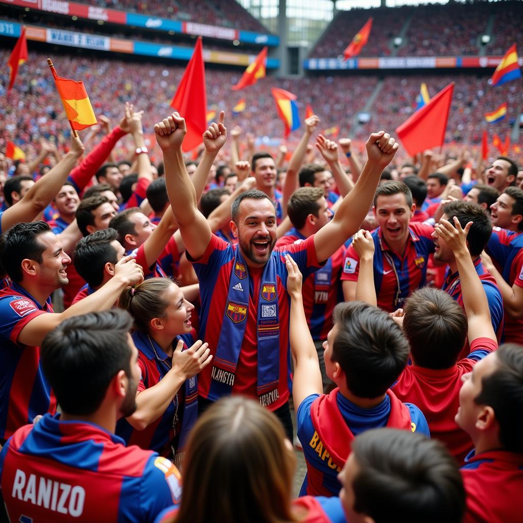 Fans celebrating their team's victory