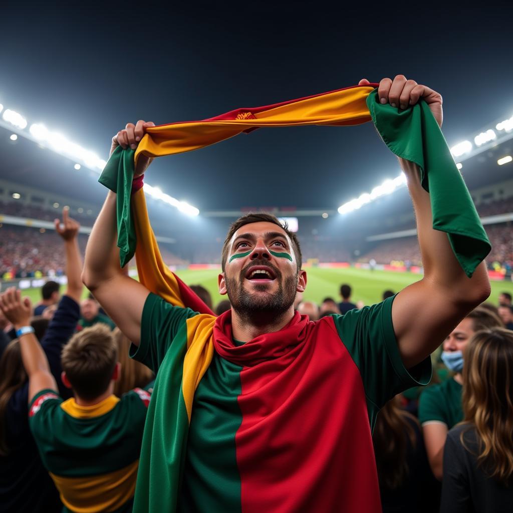 Football Fan Celebrating a Goal