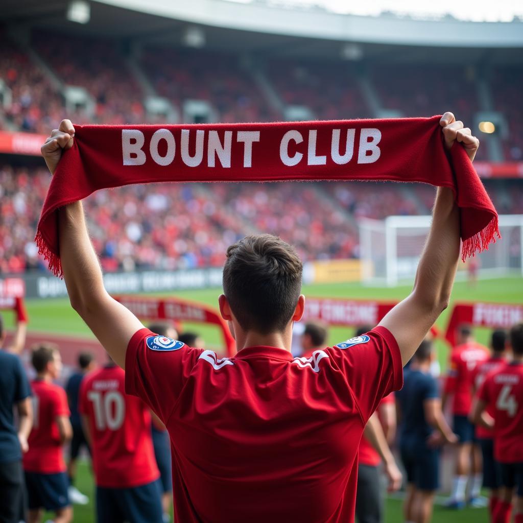 Football Fan Holding Scarf