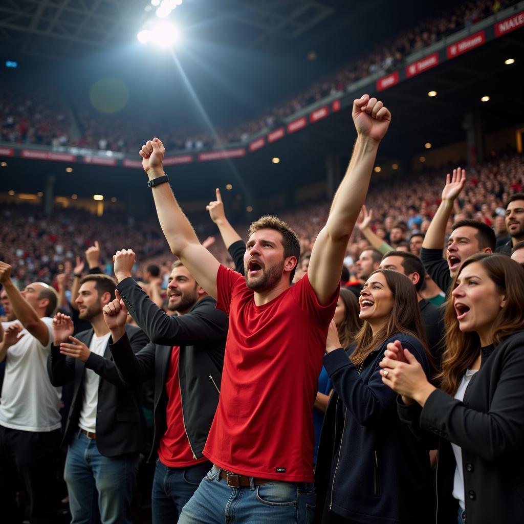 Football Fans Cheering Enthusiastically