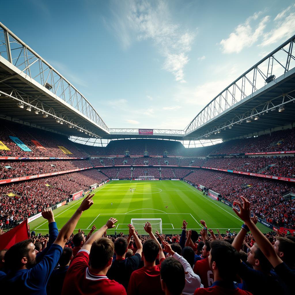 Football Fans Creating Stadium Atmosphere