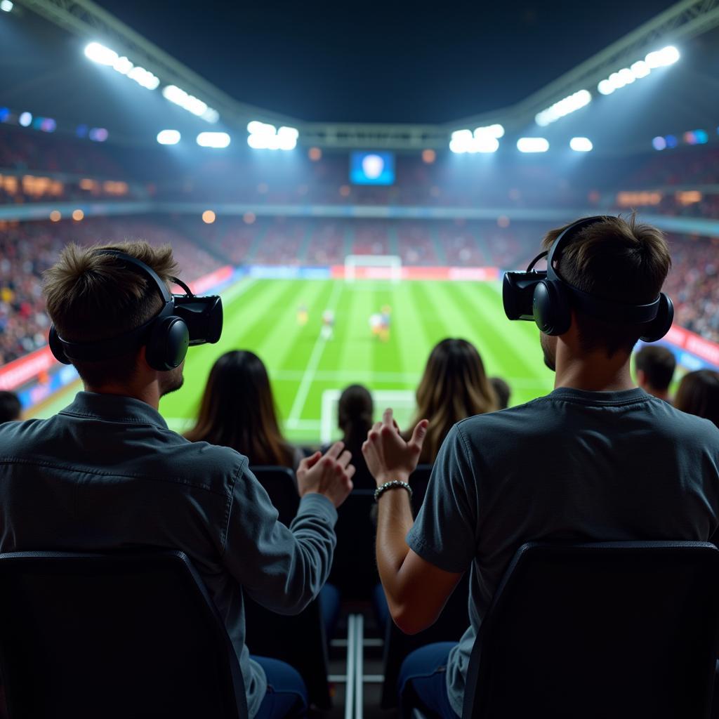 Football fans experiencing a match in virtual reality