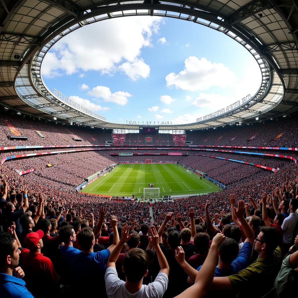 A packed football stadium on match day