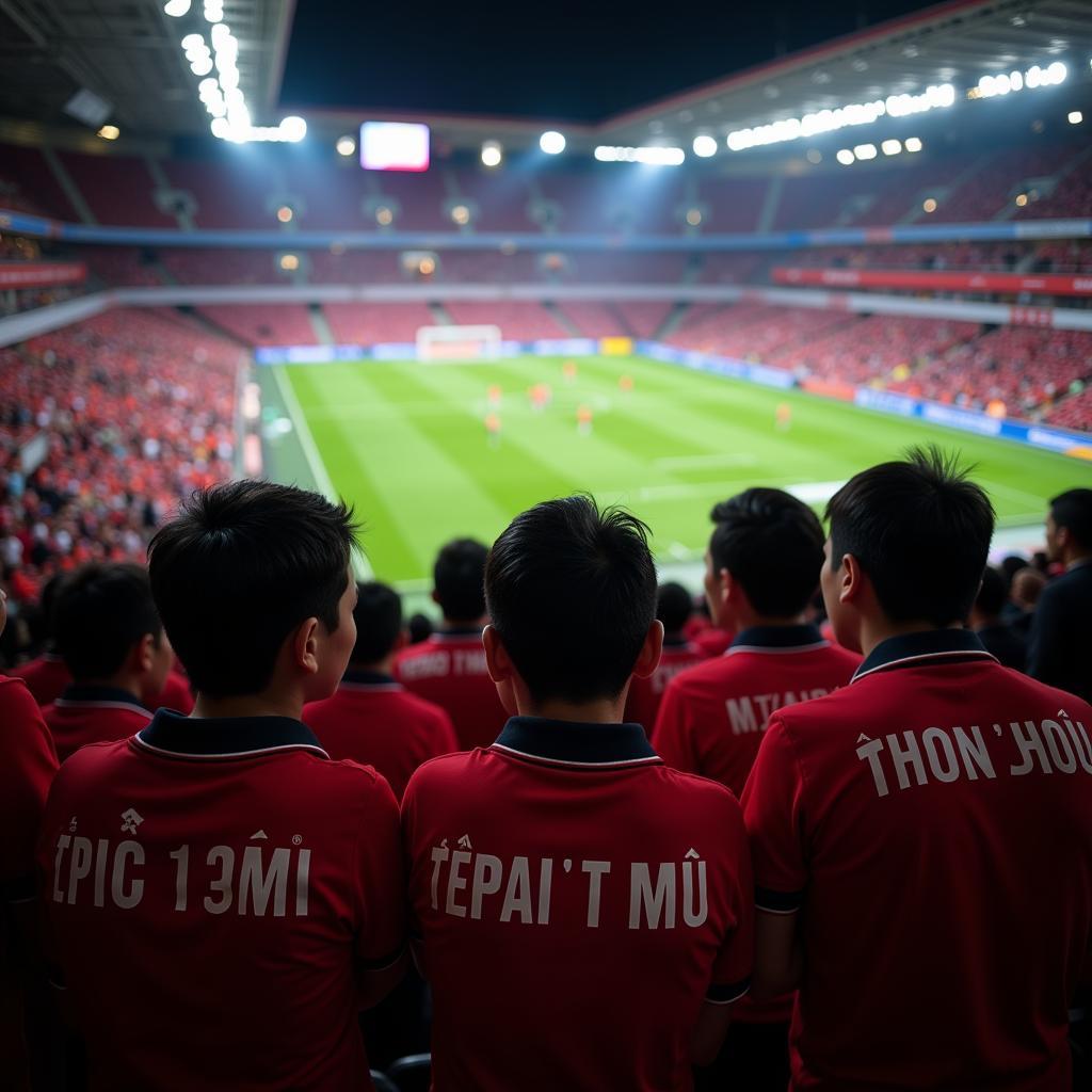 Vietnamese MU fans watching a match together