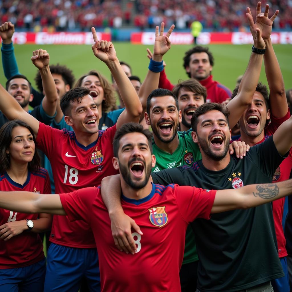 Global Football Fans Celebrating