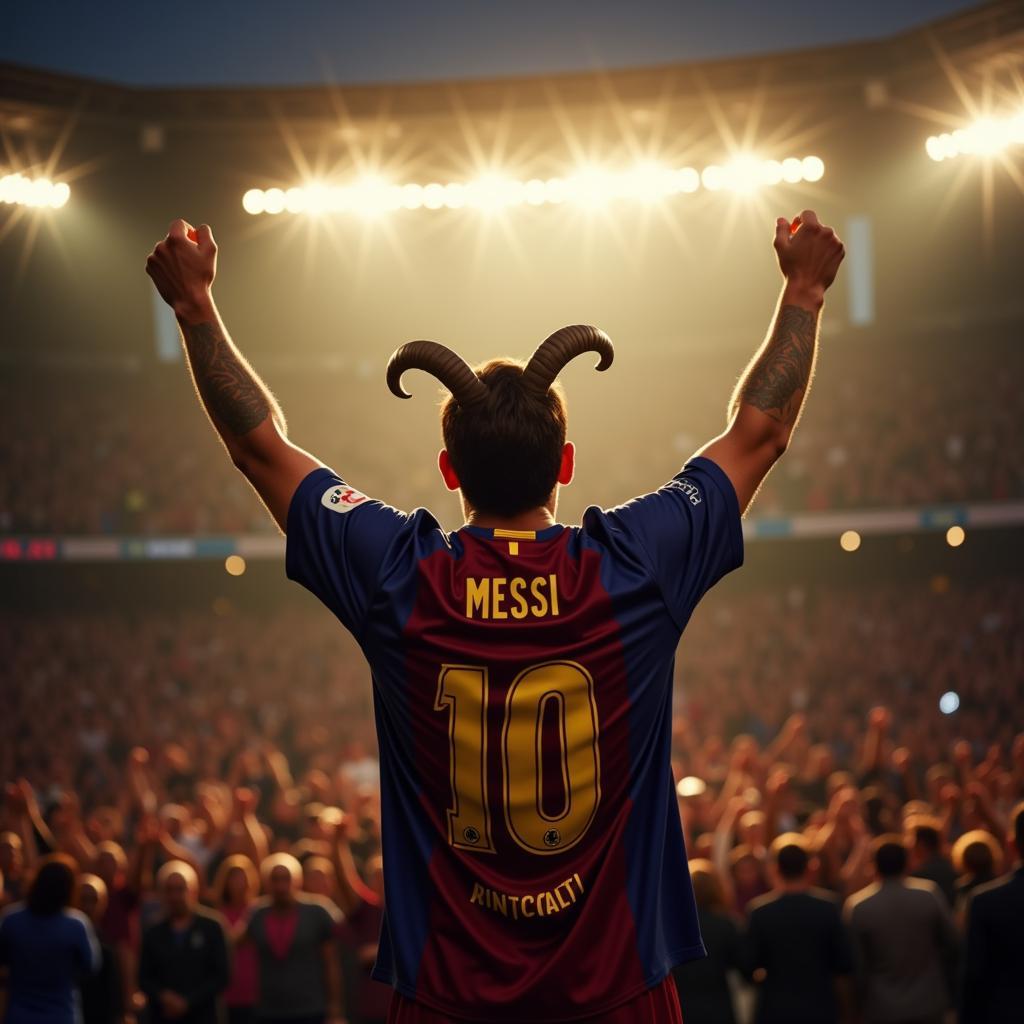 Goat Boy Messi celebrating a goal.