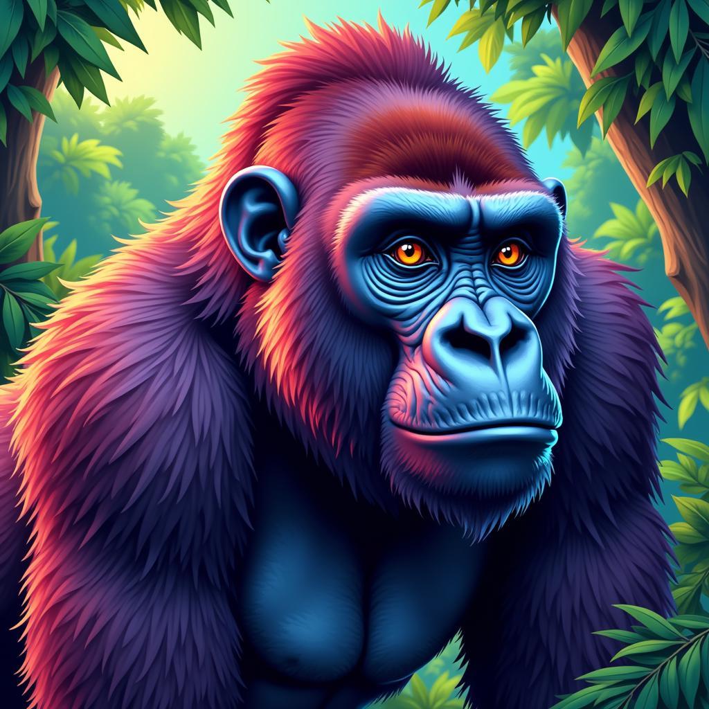 Digital Painting of a Gorilla with Vibrant Colors