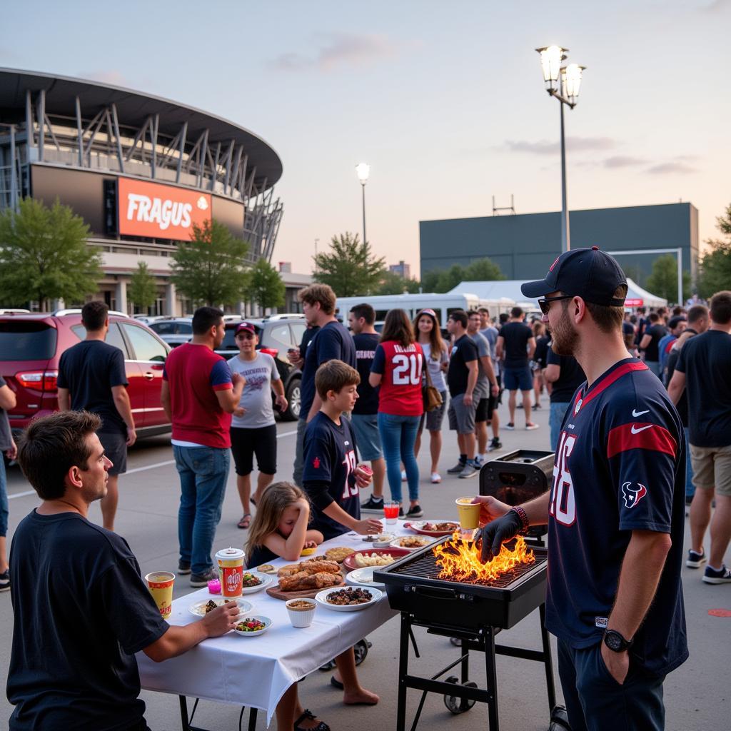 Houston Texans fans tailgating before a game