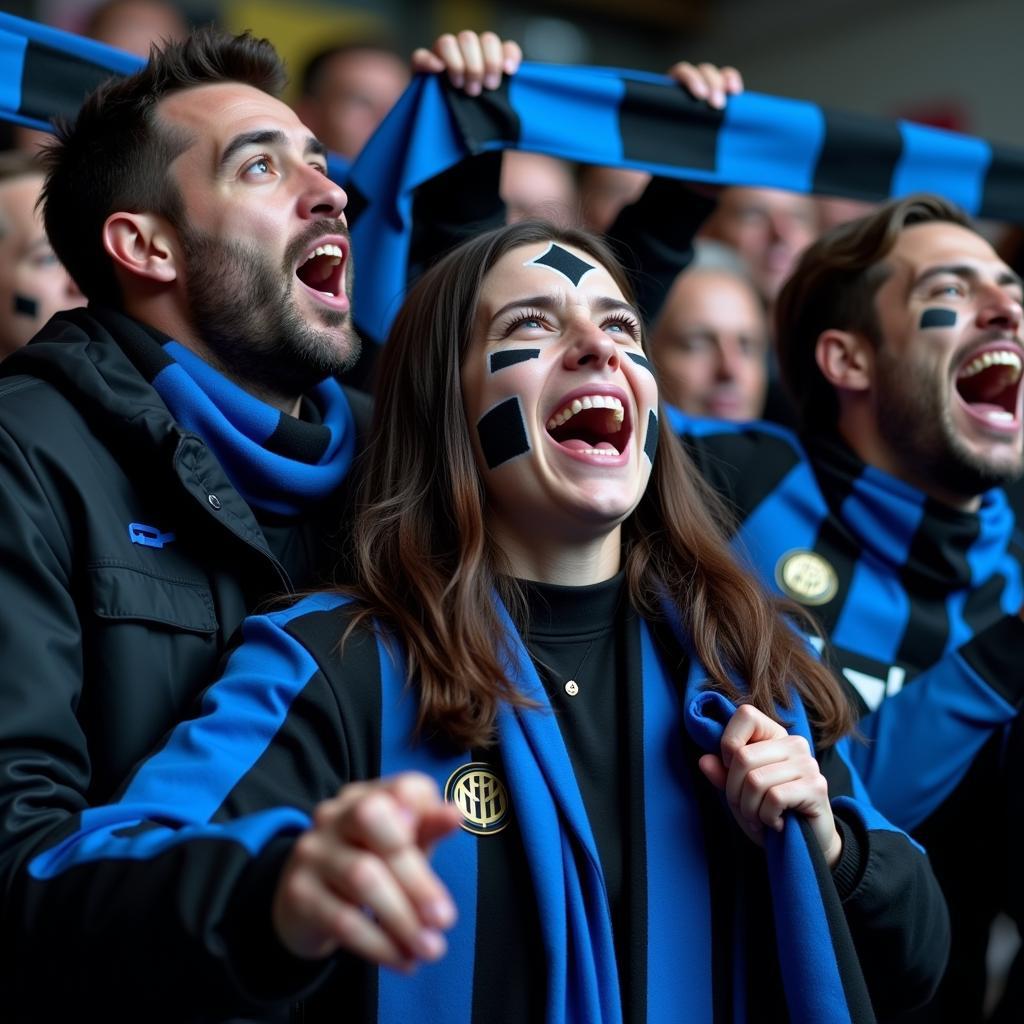 Inter Milan fans celebrating a goal