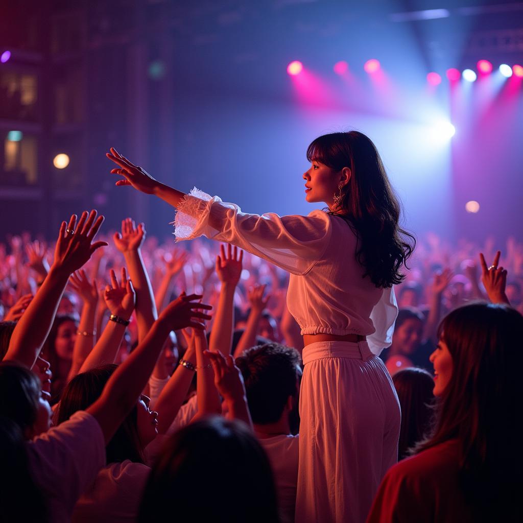 IU interacting with her fans at a concert