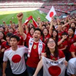 Japanese Fans Celebrating a World Cup Goal