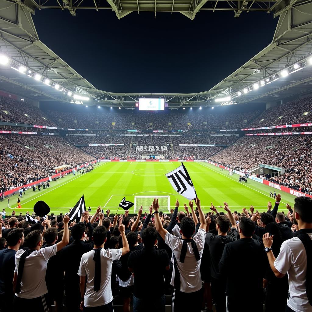 Juventus fans cheering in the stadium