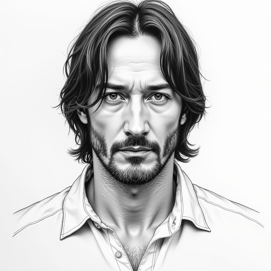 Keanu Reeves Pencil Sketch Fan Art - Sad Keanu