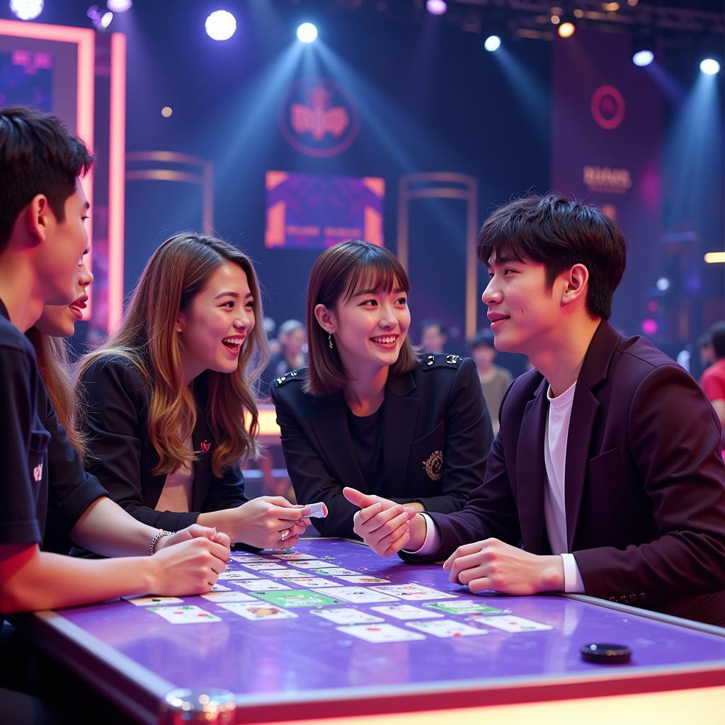 Kim Woo Bin participating in activities with fans at a fan meeting