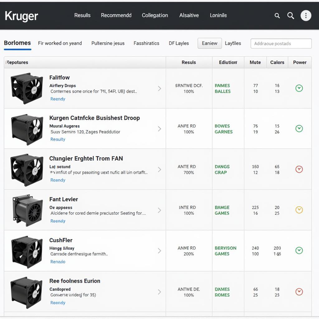 Kruger Software Results Page