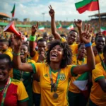 Caribbean Football Fans Celebrating a Goal